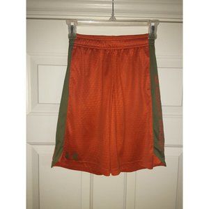 Under Armour Shorts Youth Size Medium Loose Fit Orange Green 100% Po…